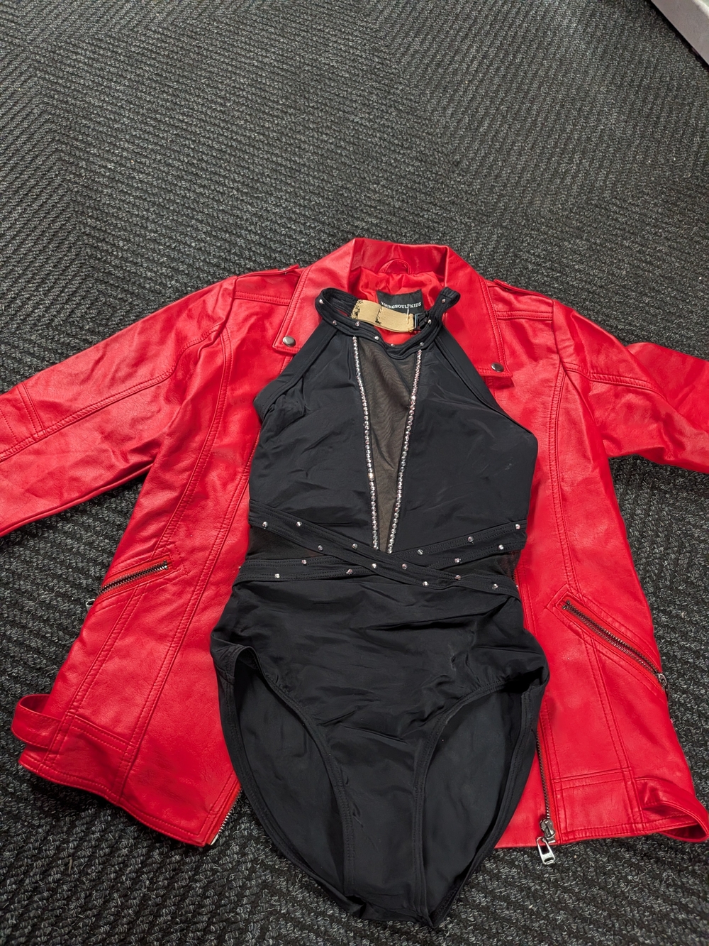 Michael Jackson - Dance Costume Faux Red LeatherJacket And Leotard - Size - AS